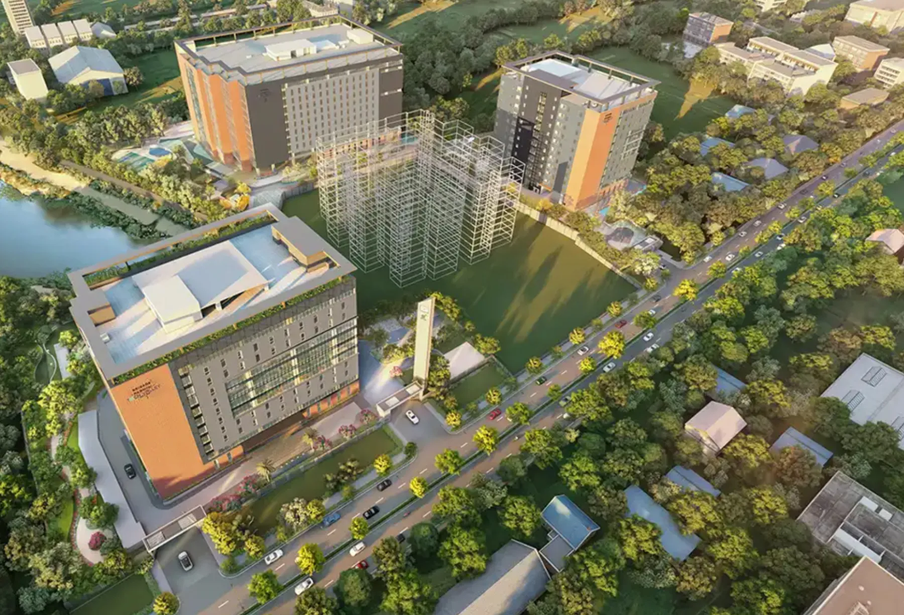 Modern commercial district architecture